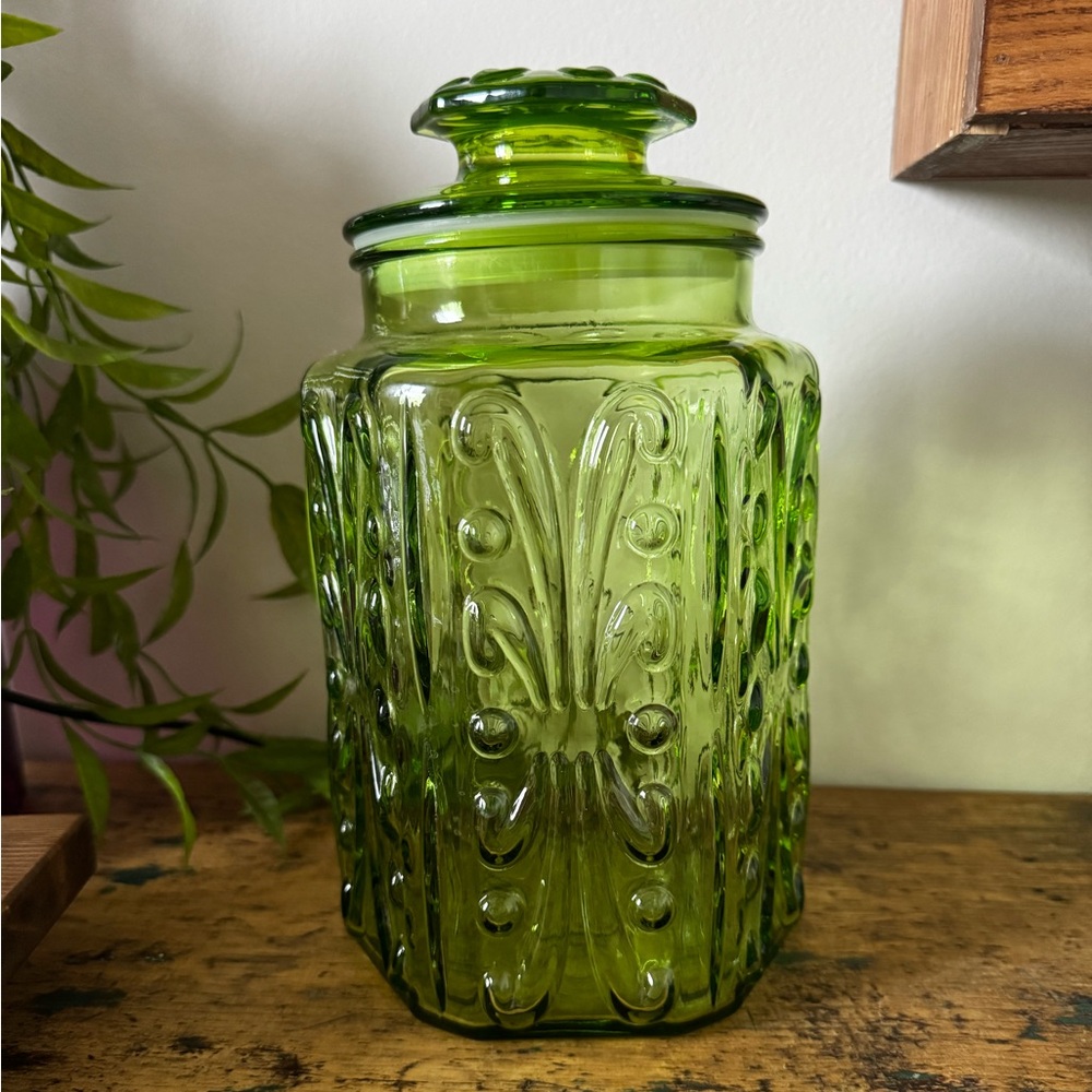Elegant Green Glass Canister